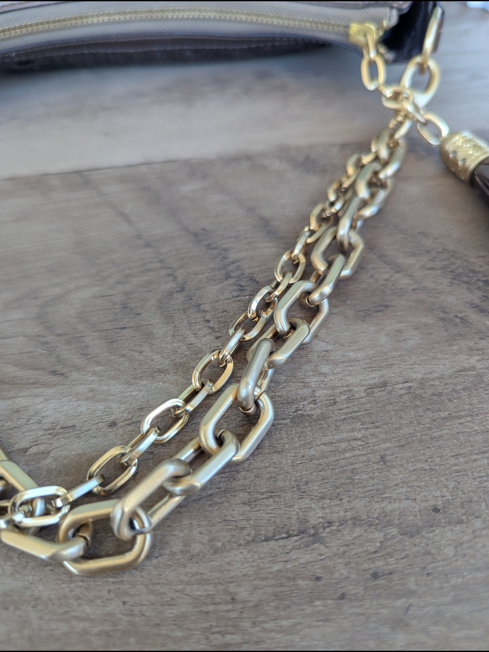 Cole Haan Bronze Woven Leather Shoulder Bag with Gold Chain - Picture 9 of 14